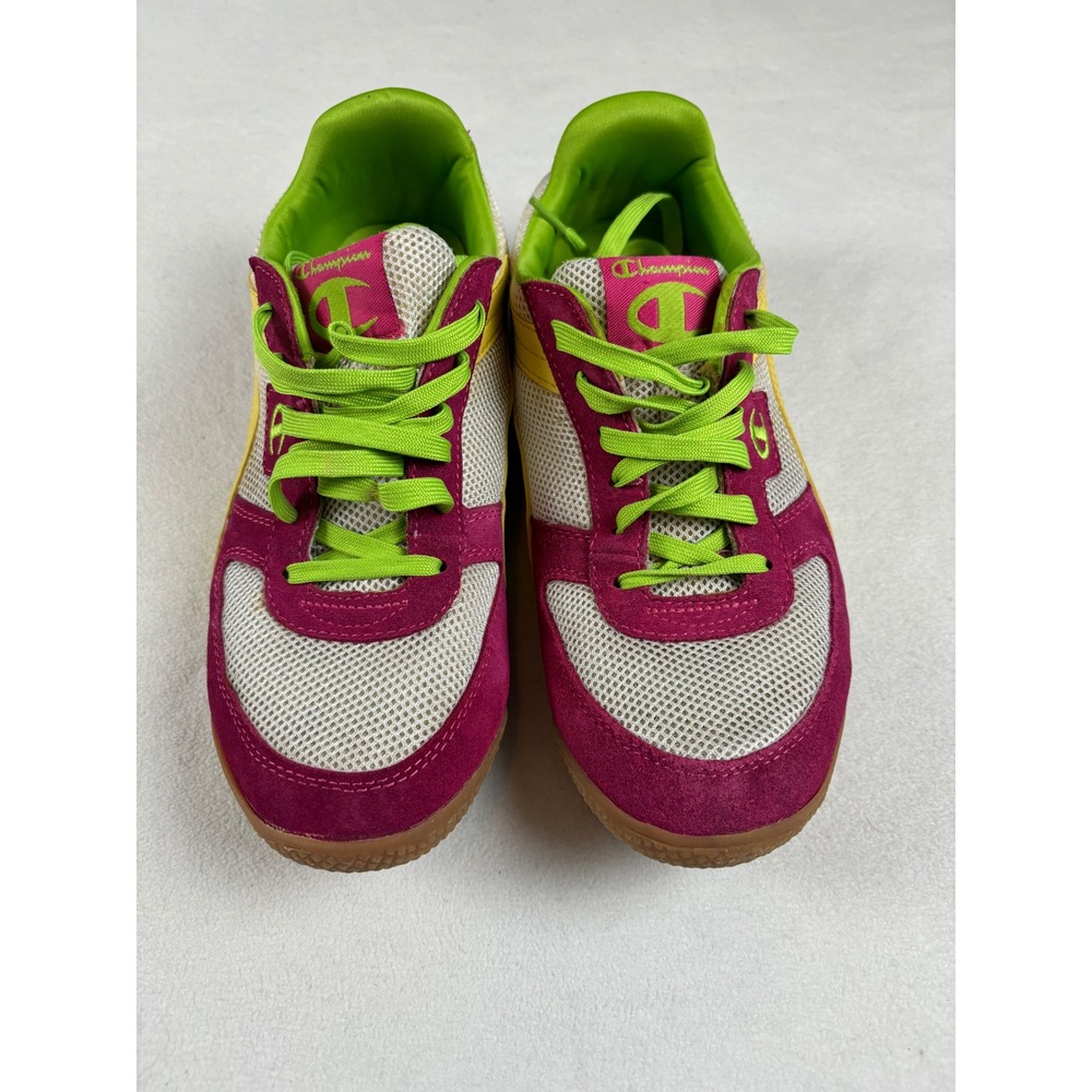 Champion Mens Low Top Sneakers Purple Lime Green Yellow Mesh Suede 54337 Size 10